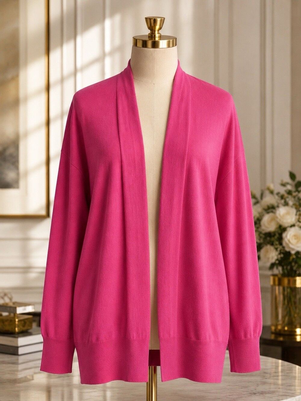 Rolex Fedeli VIP Gift 100% Ultra Fine Virgin Wool Open Cardigan Sweater Pink S/M